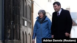 U.K. Prime Minister Theresa May visits the city of Salisbury on March 4.