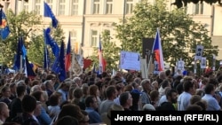 Одна из антиправительственных акций протеста в Праге