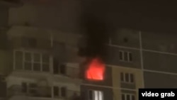 Пожар после атаки беспилотника на Краснодар
