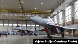 Avioni MiG-29 koje je Belorusija donirala Srbiji za vreme remonta i modernizacije u Belorusiji, 25. februar 2019. 