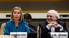 EU foreign policy chief Federica Mogherini (left) and Iranian Foreign Minister Mohammad Javad Zarif attend a ministerial meeting of the P5+1 countries and Iran held on the sidelines of the 73rd session of the UN General Assembly.