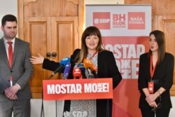 Irma Baralija tokom pres konferencije u Mostaru