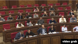 Armenia - Relatives of missing soldiers attend a meeting in parliament, Yerevan, January 30, 2025.
