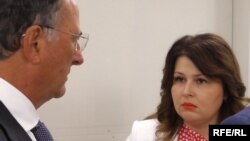 Reprezentantul OSCE pentru reglementarea transnistreană Franco Frattini și Șefa Biroului de reintegrare, Cristina Lesnic, septembrie 2018