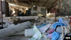 Destruction and rubble at an MSF-supported hospital in Maarat al-Numan on February 15