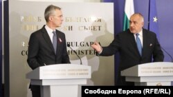 ՆԱՏՕ-ի գլխավոր քարտուղար Յենս Ստոլտնբերգը և Բուլղարիայի վարչապետ Բոյկո Բորիսովը, Սոֆիա, 1 մարտի, 2019թ.