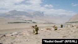 FILE: Border guards along Tajikistan's border with Afghanistan