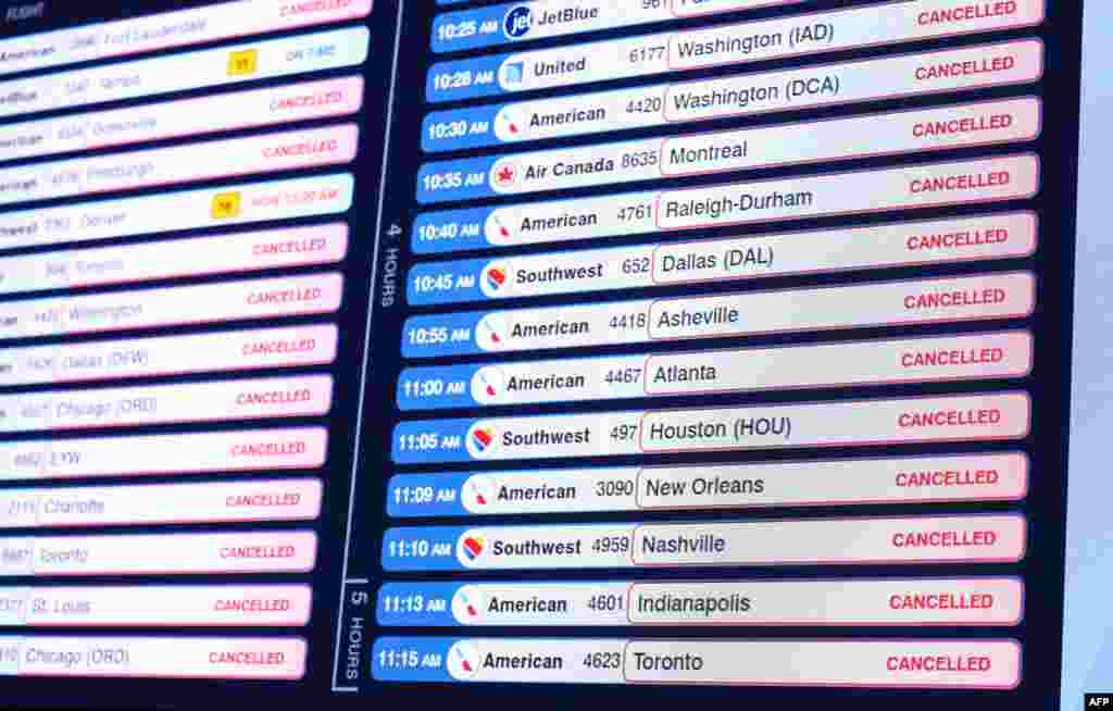 Disa prej fluturimeve të anuluara vetëm më 25 janar nga aeroporti LaGuardia i Nju Jorkut.