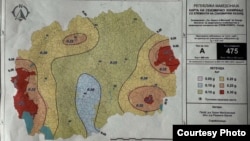 Сеизмичка карта на Северна Македонија.