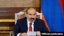 Armenia -- Prime Minister Nikol Pashinian speaks at an emergency meeting with senior state officials, May 20, 2019.