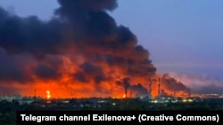Пожежа на території Куйбишевського НПЗ у Самарській області РФ після удару дронами ЗСУ, 28 серпня 2025 року (фото ылюстративне)