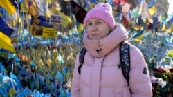 Ukraine - an unofficial memorial in Kyiv's Independence Square to soldiers who have died in the war - screen grab