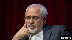 Iranian Foreign Minister Mohammad Javad Zarif appears in a think-tank discussion at New York University on April 29.