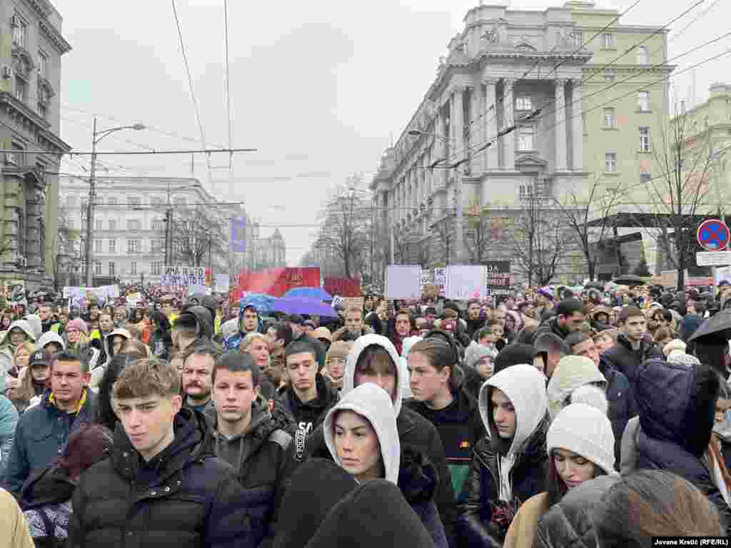 Učesnici protesta &quot;Generalni štrajk&quot; u centru Beograda.