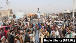 FILE: A protest against civilian casulaties in Kunduz, November 2016.