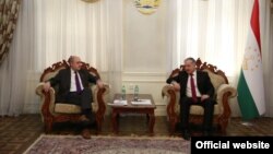 Tajikistan,Dushanbe city, Tajikistan foreign minister Sirojiddin Muhriddin meet Radio Free Europe president Jamie Fly in Dushanbe, 28August2019 (photo from MFA Tajikistan)