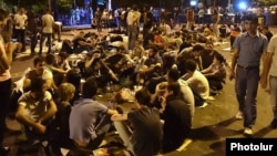 Armenia - Young protesters spend a third night on a blocked secton of Marshal Bagramian Avenue, Yerevan, 25Jun2015.