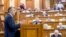 MOLDOVA -- Ion Chicu, candidate for Prime Minister, speaks at the central tribune of Parliament in Chisinau, November 14, 2019