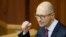 Ukrainian Prime Minister Arseniy Yatsenyuk addresses parliament ahead of a no-confidence vote in his leadership on February 16. 