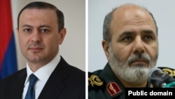 Armen Grigorian (left), secretary of Armenia's Security Council, and Ali Akbar Ahmadian, secretary of Iran's Supreme National Security Council.