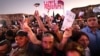 ARMENIA -- Supporters of Armenian Prime Minister Nikol Pashinian attend a rally in the center Yerevan, June 17, 2021