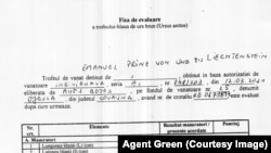Documentul pe baza căruia și-a formulat Agent Green acuzația.