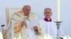 Pope Francis presides over an open-air mass in Budapest on April 30. 