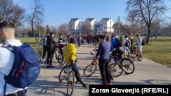 Studenti u polasku na protest u Novi Sad, Beograd, Srbija. 31. januar 2025. 