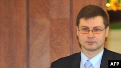 Prime Minister Valdis Dombrovskis looked set to stay in power.