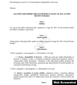 Ndryshimet e propozuara në Ligjin për Pronën Publike.