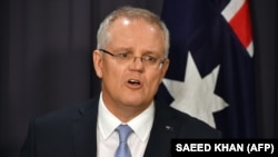 Australia's incoming Prime Minister Scott Morrison speaks at a press conference in Canberra on August 24, 2018.