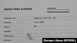 Un raport de producție al unei emisiuni Actualitatea Românească (Soursă: Hoover Archives, Standford)