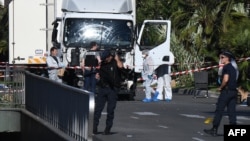 The truck used to mow down and kill 84 Bastille Day revelers on the famous Promenade des Anglais in Nice in southern France