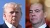 The combination of pictures shows US President Donald Trump (left) and Dmitry Medvedev, the former Russian president who is now deputy chairman of Russia's Security Council (right). 