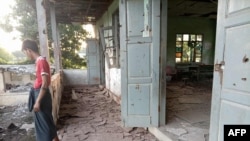 Մյանմար - Բանակի հարվածների հետևանքով ավերված տուն Չոնգ Յու ավանում, 7-ը հոկտեմբերի, 2025թ.