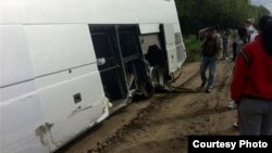 Пашкоджаны аўтобус беларускай зборнай