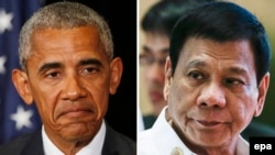 U.S. President Barack Obama (L) has refused to sell some weapons to Philippines President Rodrigo Duterte, prompting a threat to turn to Russia.