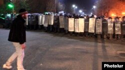 Armenia - Mnatsakan Aleksanian is puctured during a demonstration in Gyumri, 15Jan2015.