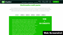 ChatSim. Multimedia credit packs.