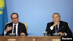 Presidenti i Francës Francois Hollande dhe presidenti kazak Nurusultan Nazarbaev 