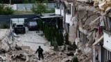 The aftermath of Russian drone and missile attacks in Kyiv on September 28.