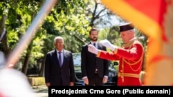 Predsjednik Evropskog savjeta Antonio Košta i predsjednik Crne Gore Jakov Milatović tokom posjete Crnoj Gori u maju 2025.