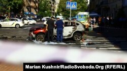 Місце вибуху автомобіля, у якому їхав журналіст Павло Шеремет, 20 липня 2016 року