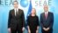 Federica Mogherini (center), Hashim Thaci (right), and Aleksandar Vucic in Brussels on November 8