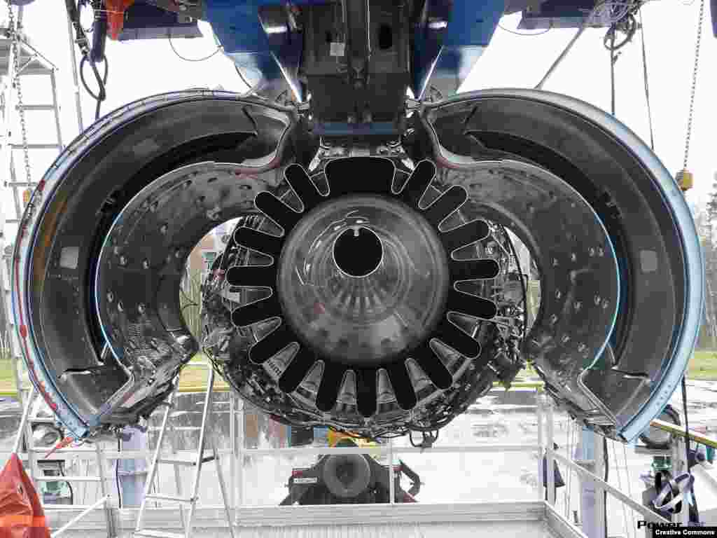 A powerjet SaM146 engine, used on the Superjet 100 plane, being tested. The engines, made jointly by Russian and French companies, reportedly took longer than expected to be certified.