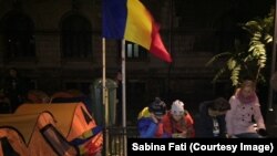 Piața Universității, protest unionist, 22 oct 2016 tents