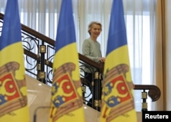 Președinta Comisiei Europene, Ursula von der Leyen, în vizită la Chișinău pe 10 octombrie 2024.