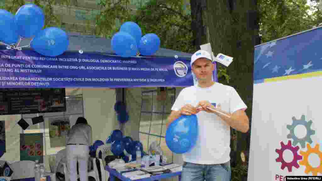 Moldova, Mihai Ghimpu, leader ogf LIberal Party attending events marking the Day of Europe, Chisinau