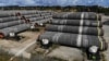 Pipes for the Nord Stream 2 pipeline in storage at the port of Mukran, Germany