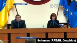 Віталій Борт та Лариса Толстикіна на засіданні Макіївської міськради 14 квітня 2014 року